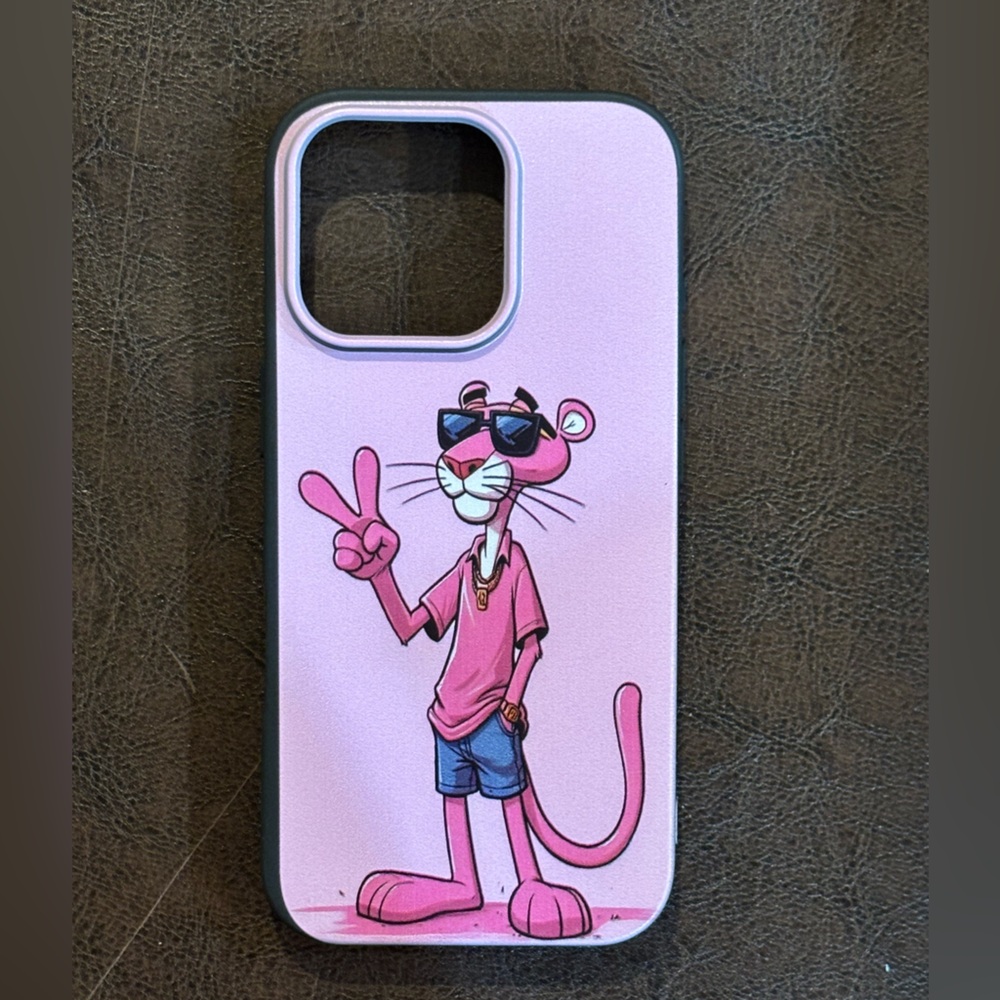 IPhone 16 Pro Phone Case Pink Panther Black Silicone Shockproof Case  NWT